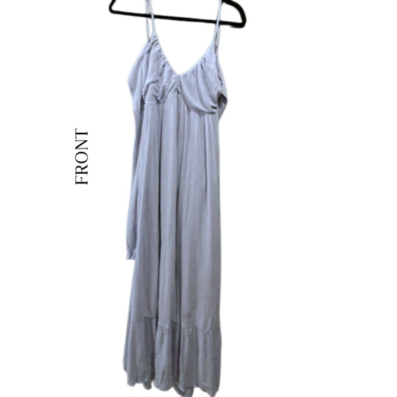Lulu’s  Just Add Sunshine Light Blue Tie-Back Ruffled Maxi Dress SIZE SMALL - Picture 2 of 6